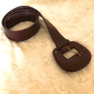 Unbranded Vintage 80s Faux Croc 9157 Cognac Belt